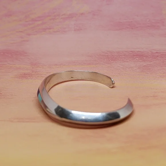 Rosella Paxson-Sandoval Apache Signed Multi-stone and Sterling Cuff - Picture 5 of 5